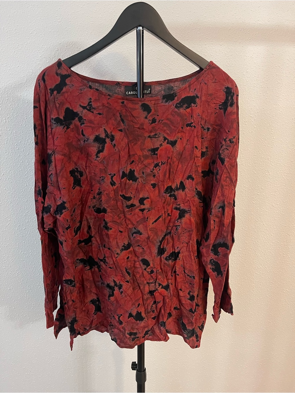 Carole little  Red Black Tie-Dye Long Sleeve Top xl